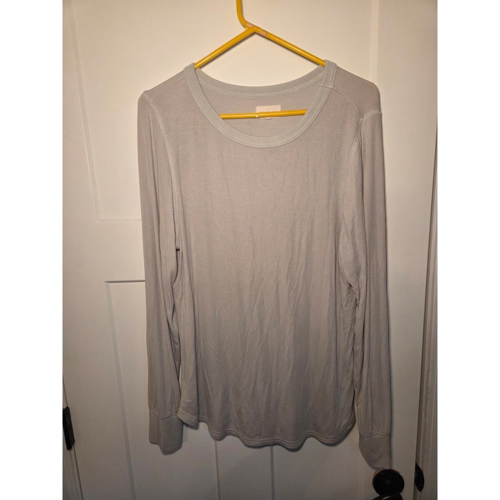 Thread & Supply Womens XL Light Grey Ribbed Long Sleeve Crew Neck Top